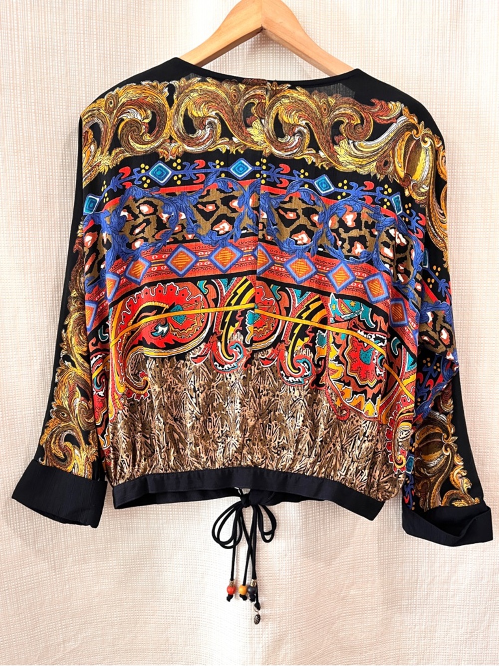 Vintage 90s Whimsigoth Baroque Print Shirt Carole Little Romantic Art to Wear - Picture 13 of 15